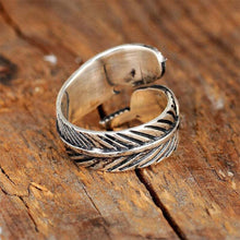 Charger l&#39;image dans la galerie, Bague Ajustable Plume Turquoise