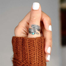 Charger l&#39;image dans la galerie, Bague Ajustable Plume Turquoise