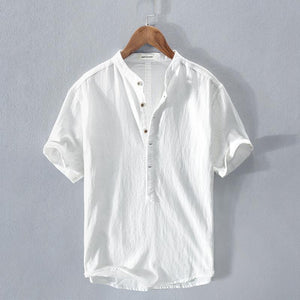 Chemise Fine d'Été en Lin à Manches Courtes