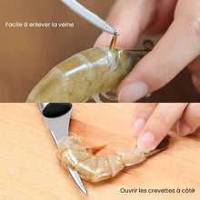 Charger l&#39;image dans la galerie, Outil d&#39;éplucheur de moustaches de crevettes en acier inoxydable