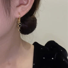 Charger l&#39;image dans la galerie, Boucles d&#39;oreilles noires à pampilles longues