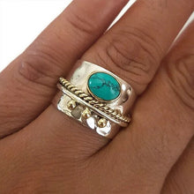 Charger l&#39;image dans la galerie, Bague large turquoise en argent sterling