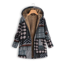 Charger l&#39;image dans la galerie, Manteau Vintage à Capuche Imprimée Dot Hiver Chaud