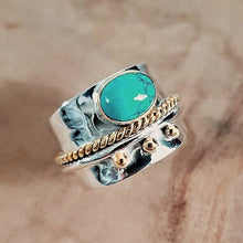 Charger l&#39;image dans la galerie, Bague large turquoise en argent sterling