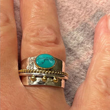 Charger l&#39;image dans la galerie, Bague large turquoise en argent sterling