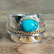Charger l&#39;image dans la galerie, Bague large turquoise en argent sterling