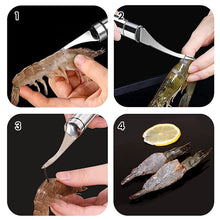 Charger l&#39;image dans la galerie, Outil d&#39;éplucheur de moustaches de crevettes en acier inoxydable