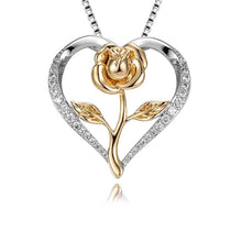 Charger l&#39;image dans la galerie, Collier Pendentif Élégant en Forme de Cœur avec Rose