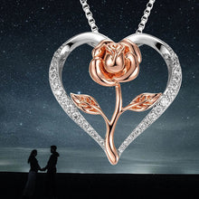 Charger l&#39;image dans la galerie, Collier Pendentif Élégant en Forme de Cœur avec Rose