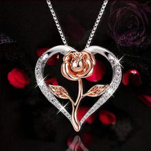 Charger l&#39;image dans la galerie, Collier Pendentif Élégant en Forme de Cœur avec Rose