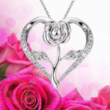 Charger l&#39;image dans la galerie, Collier Pendentif Élégant en Forme de Cœur avec Rose