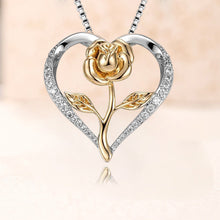 Charger l&#39;image dans la galerie, Collier Pendentif Élégant en Forme de Cœur avec Rose