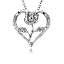 Charger l&#39;image dans la galerie, Collier Pendentif Élégant en Forme de Cœur avec Rose