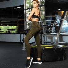 Charger l&#39;image dans la galerie, Pantalon de survêtement de fitness stretch sexy avec poche pour femme