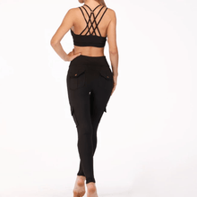 Charger l&#39;image dans la galerie, Pantalon de survêtement de fitness stretch sexy avec poche pour femme
