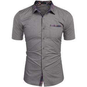 Chemise d'été décontractée à col à carreaux pour homme